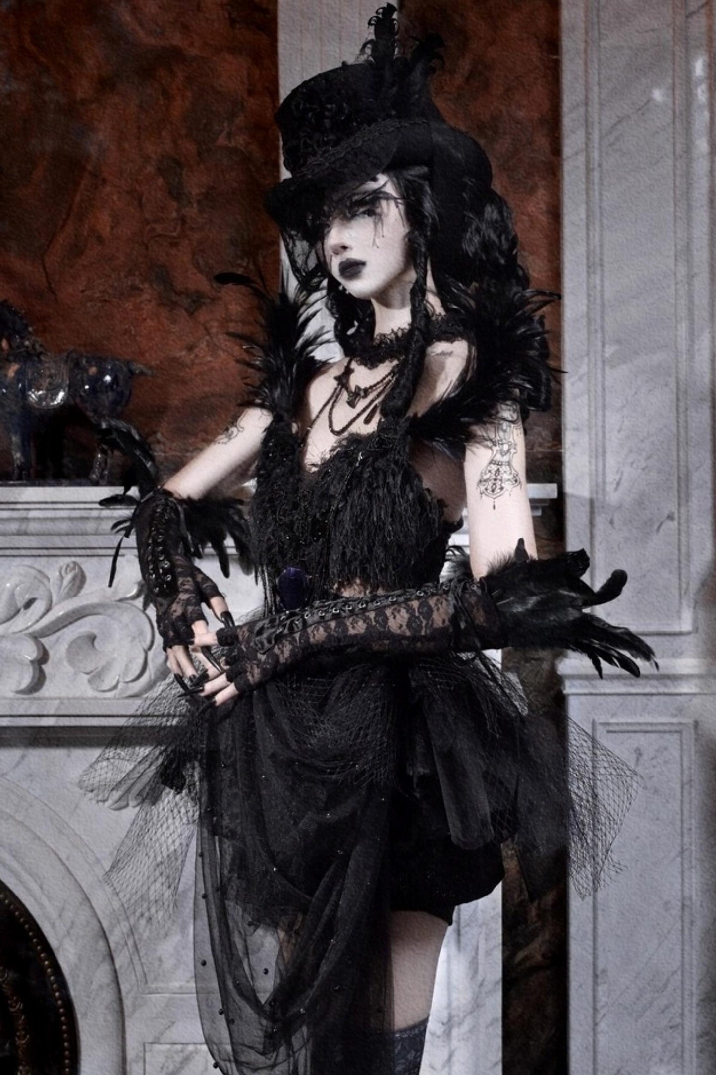 Diamond Feather Trailing Dress