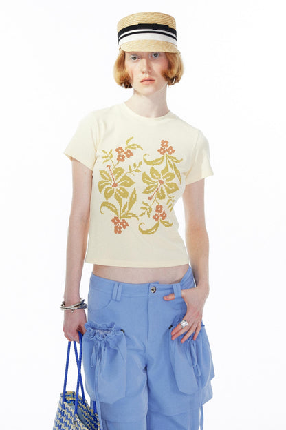 Floral Beige Tee