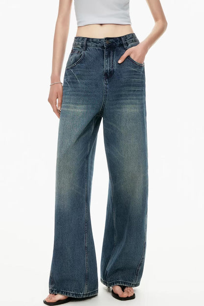 Dunkelblaue Vintage-Hose mit Farbverlauf
