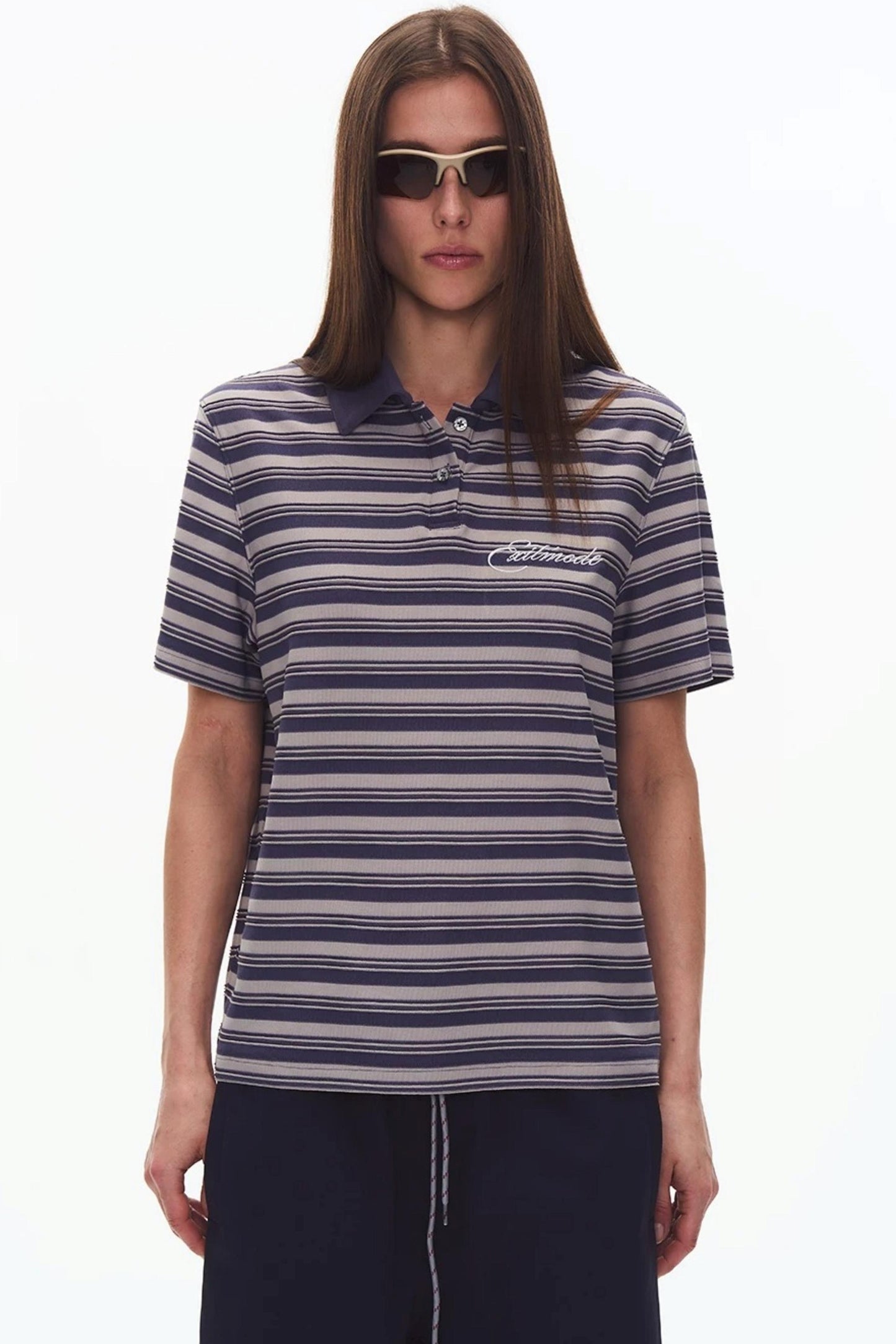 Retro Striped Embroidered Polo Shirt
