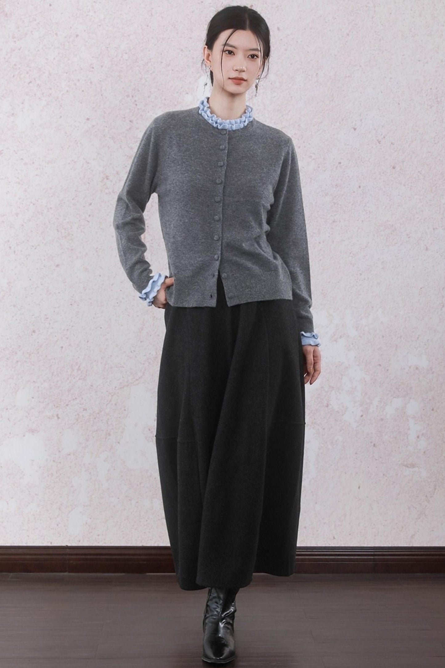 Patchwork Ruffled Cardigan