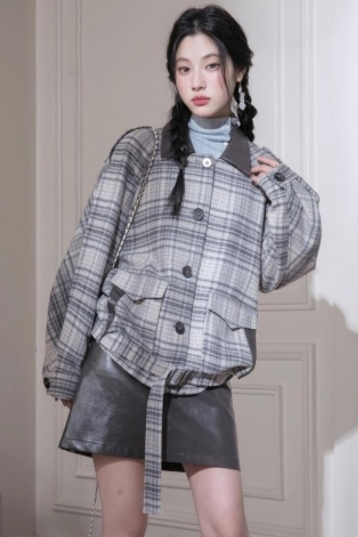 Snow Plaid Wool Tweed Jacket Set-Up