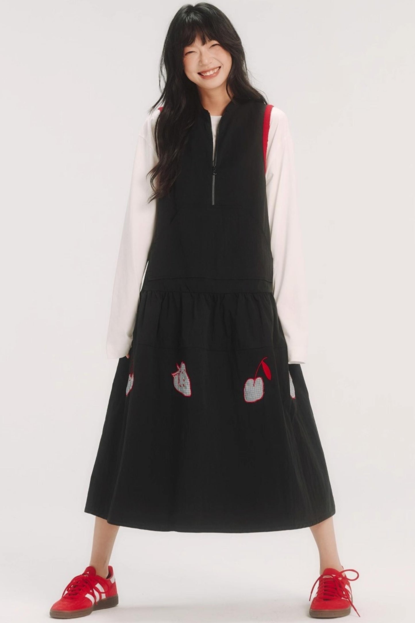 Contrast Patch Embroidery Sleeveless Dress