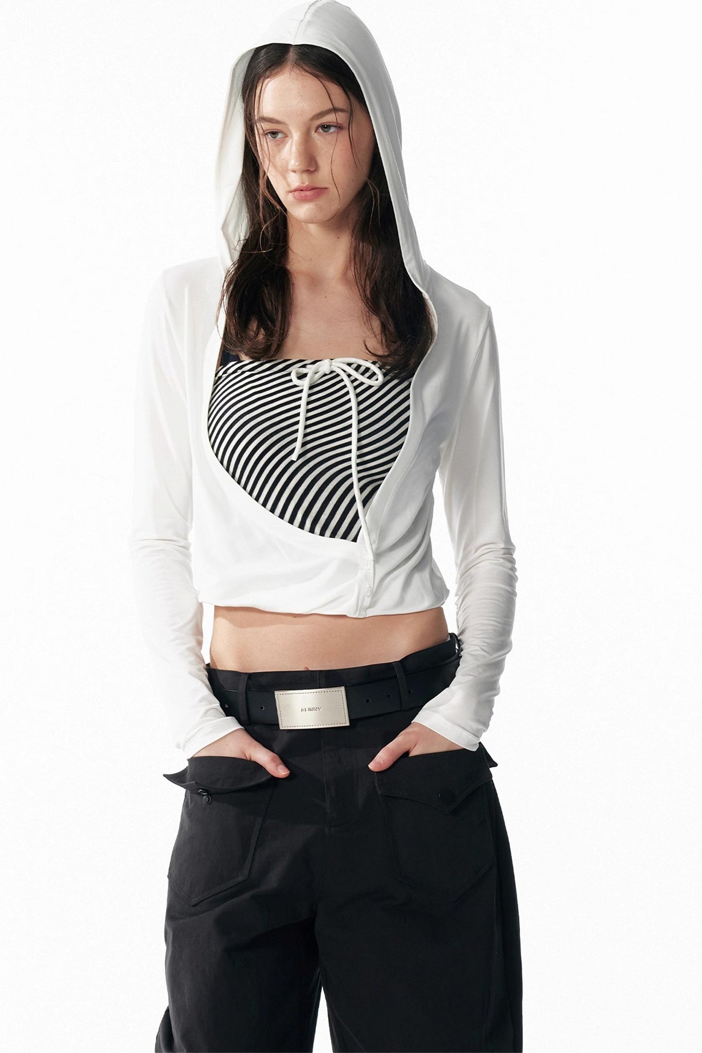 Slim Lace-Up Hooded Long Sleeve Base Shirt