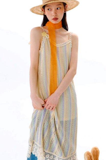 Rainbow Bohemian Hand Hook Flower Dress