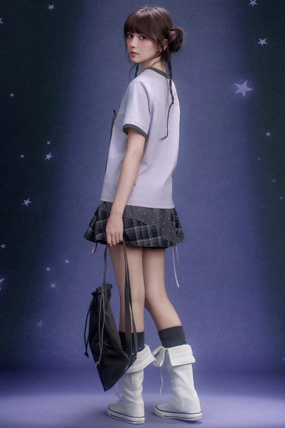 Light Purple Floral Ribbon Top