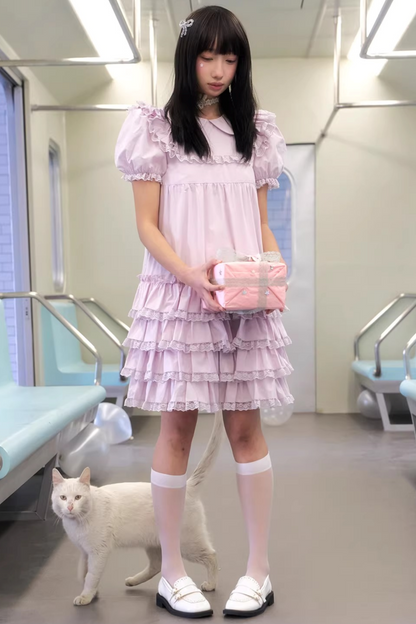 Light Purple Lace Tiered Dress