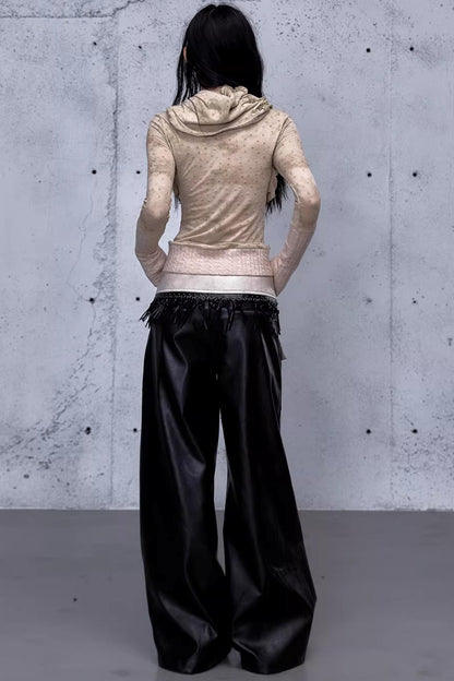 Punk-Lederhose mit Stickerei