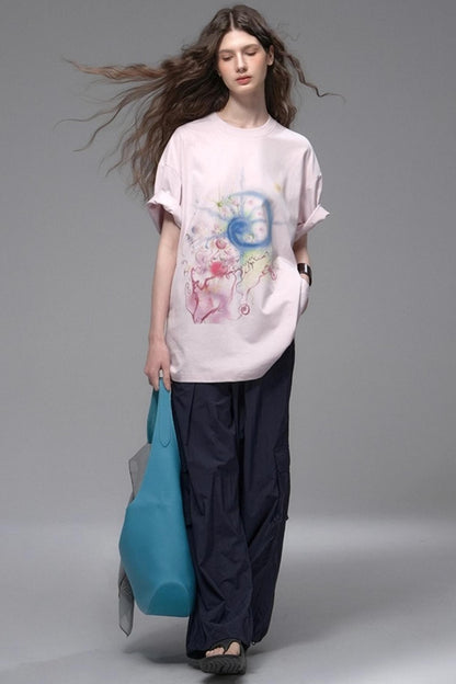 Cold Rose Pink Distressed T-Shirt