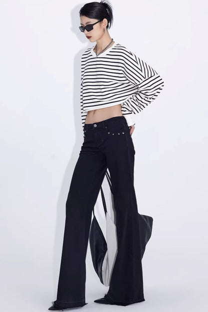 Black Rivet Flared Jeans
