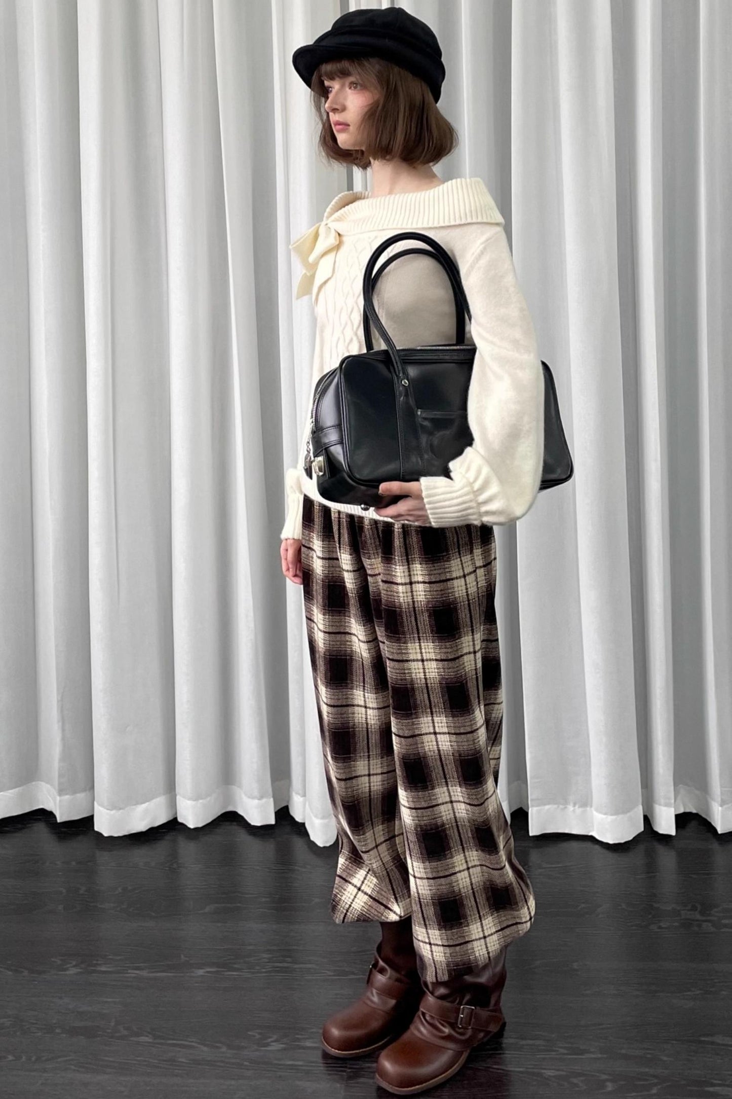 Versatile Khaki Plaid Trousers