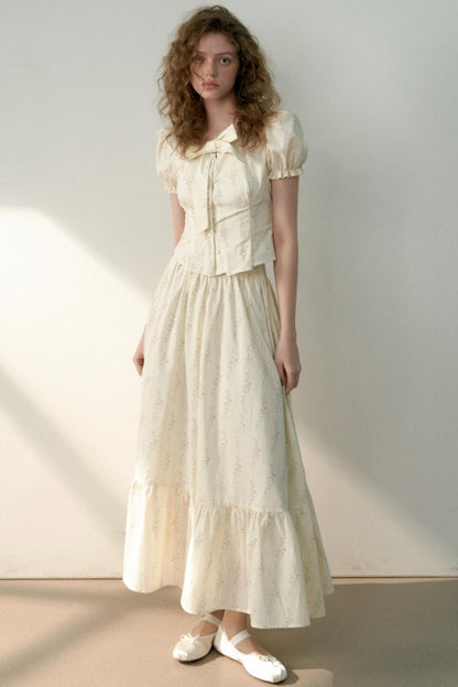 Floral Tie Bubble Sleeve Set-Up