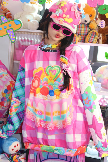 Y2K Plaid Sweatshirt Top