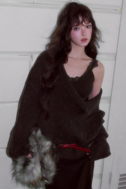 Retro Swing Collar Lazy Style Sweater