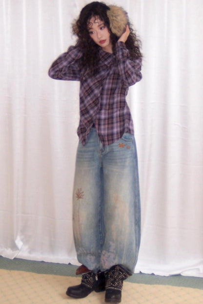 Flaming Flower Distressed Jeans