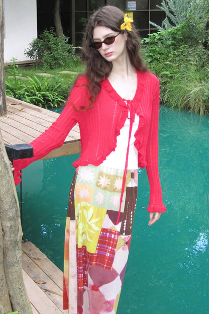 Sunset Tide Line Pleated Skirt