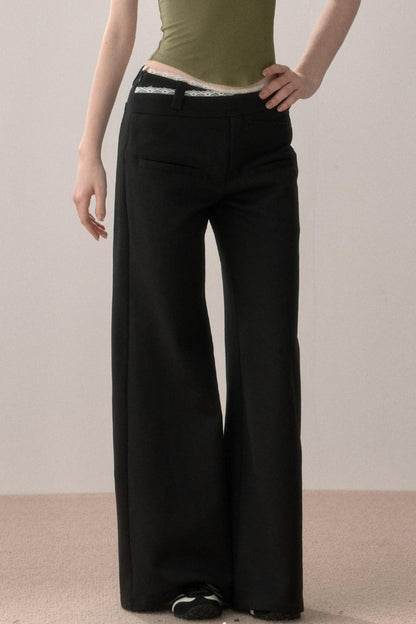 Retro Lace Splicing Pants