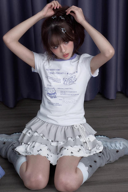 Chic Gray & White Skirt