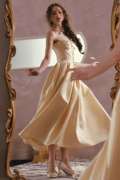 Satin-Spitzen-Korsettkleid