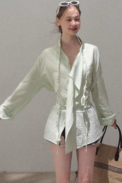 Eco-Luxe Striped Beaded Shirt