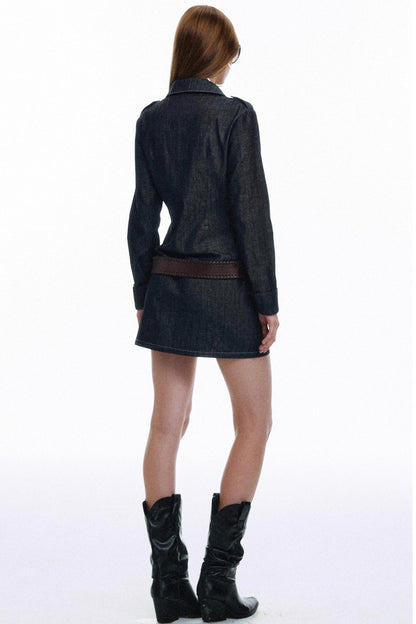 Vintage Denim Shirt Dress With Belt Set-Up