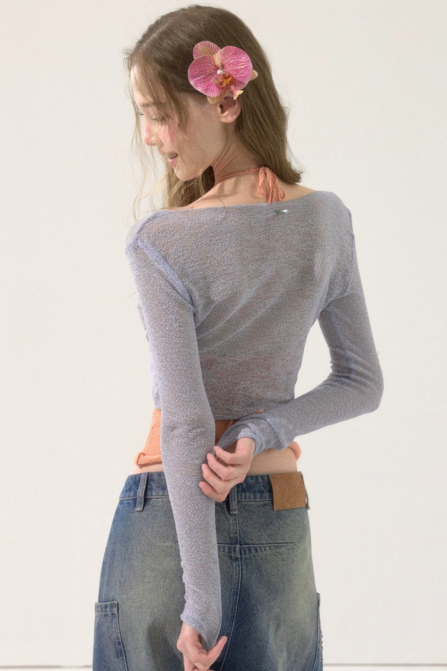 Shiny Silk Sheer Cardigan