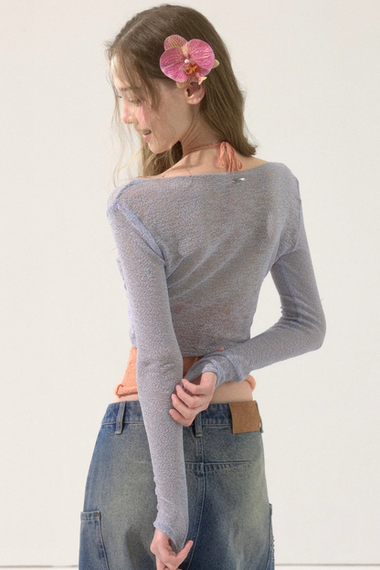 Shiny Silk Sheer Cardigan