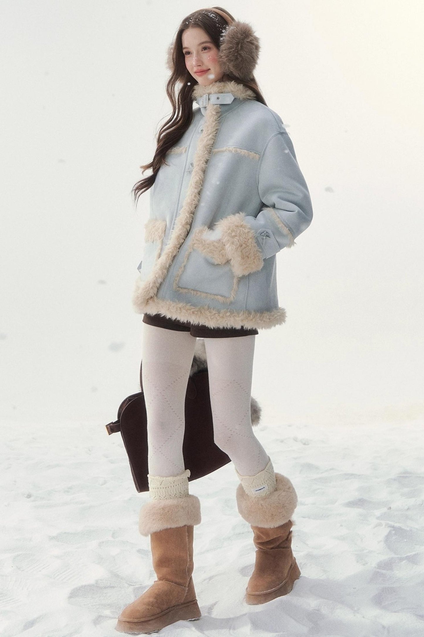 Pink and Blue Reversible Fur Coat