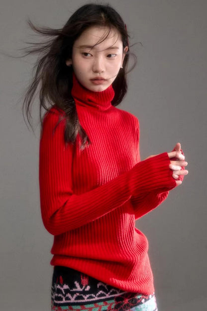 Soft Cloud Ribbed Turtleneck Sweater