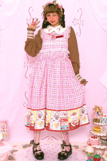 Pink Check Print Rabbit Sundress