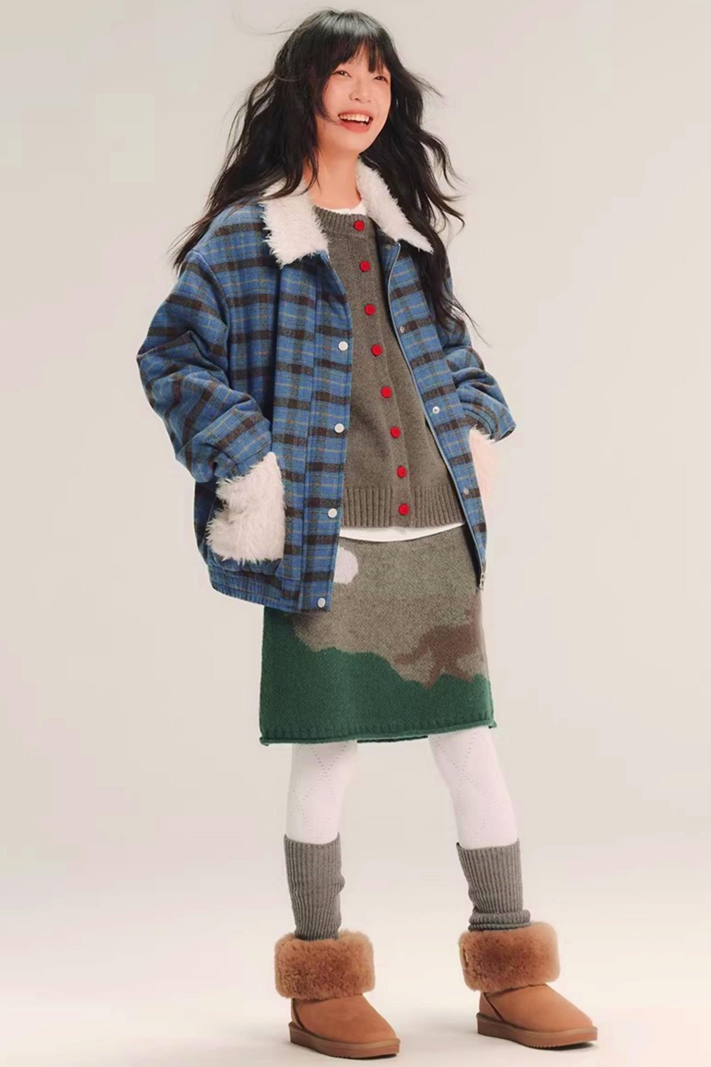 Color-Block Wool Knitted Skirt