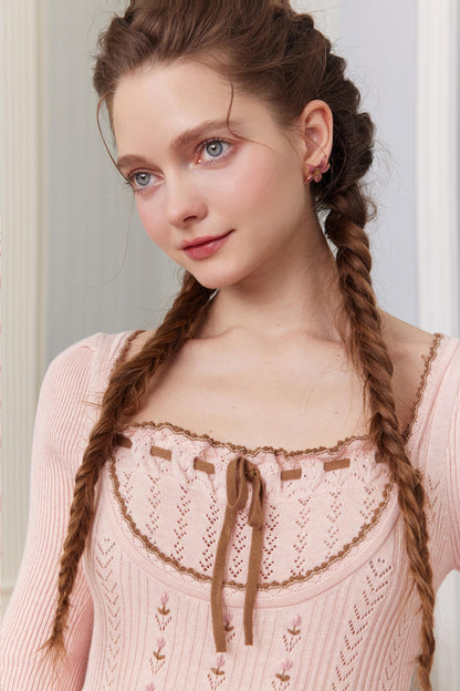 Trio French Heavy Knit Slim Long Dress