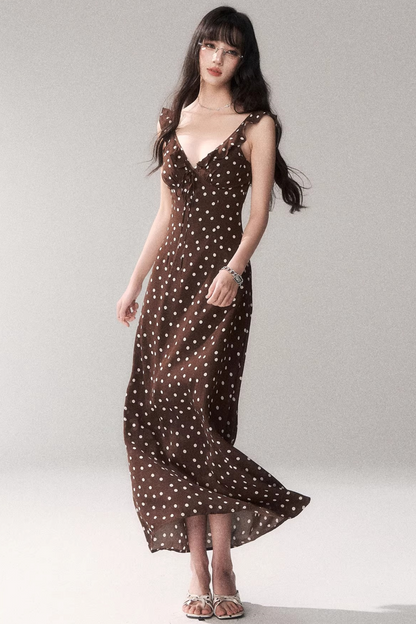Brown Polka Dot Summer Dress