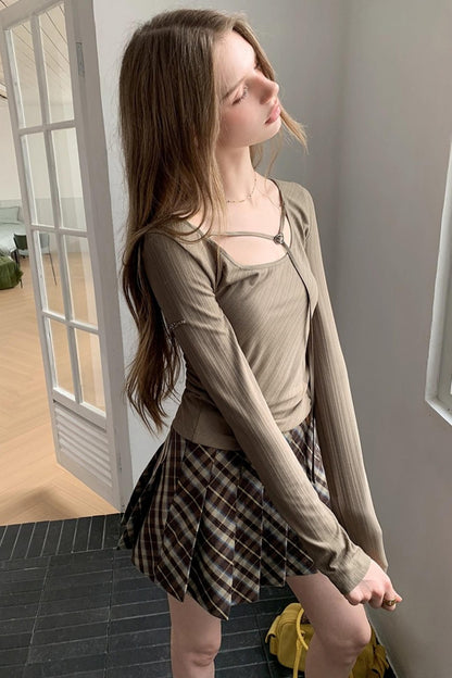 Vintage Plaid Waist Slimming Skirt