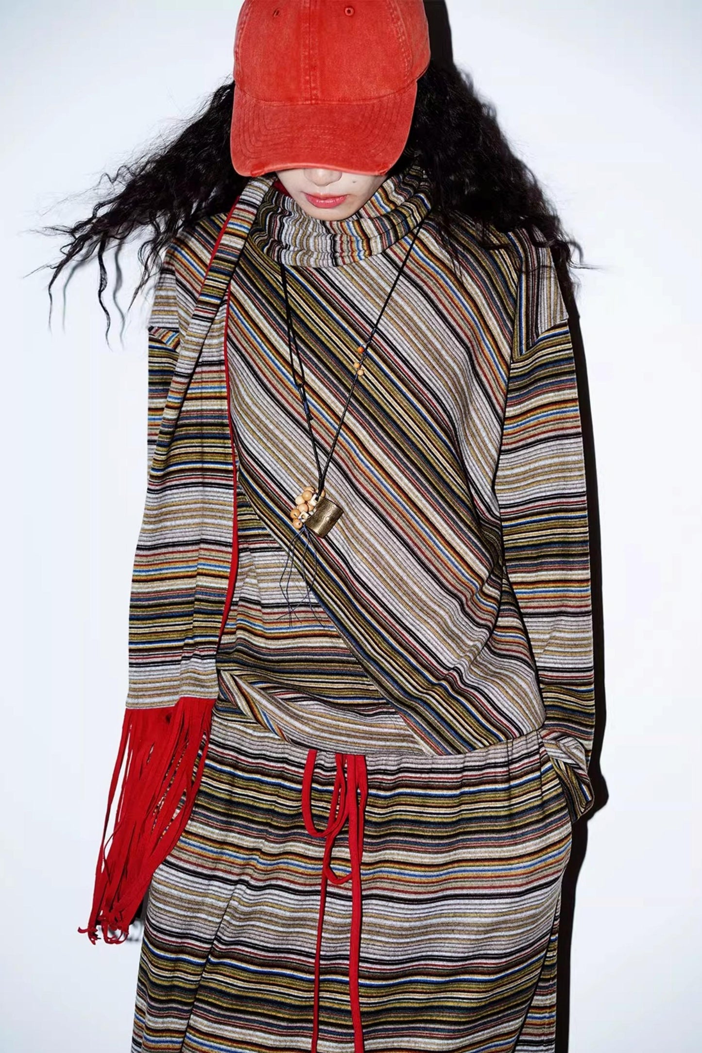 Striped Brushed Long-Sleeved Top