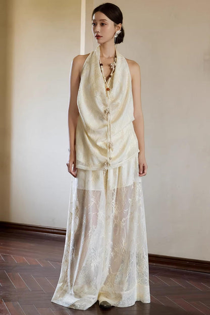 Off-White Romantic Hollow-Out Pants