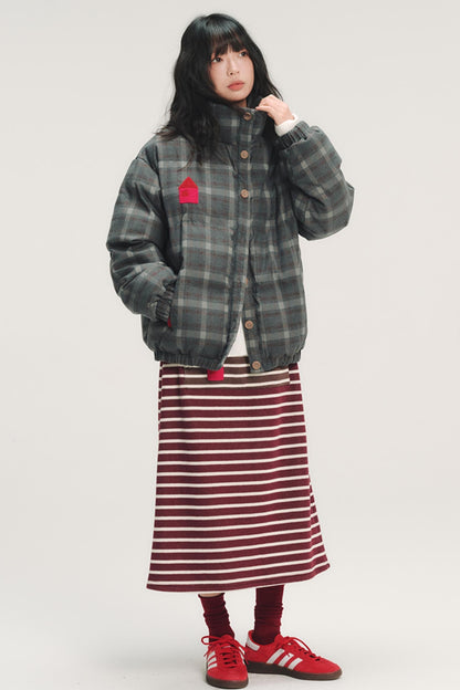 Colorful Embroidery Plaid Jacket