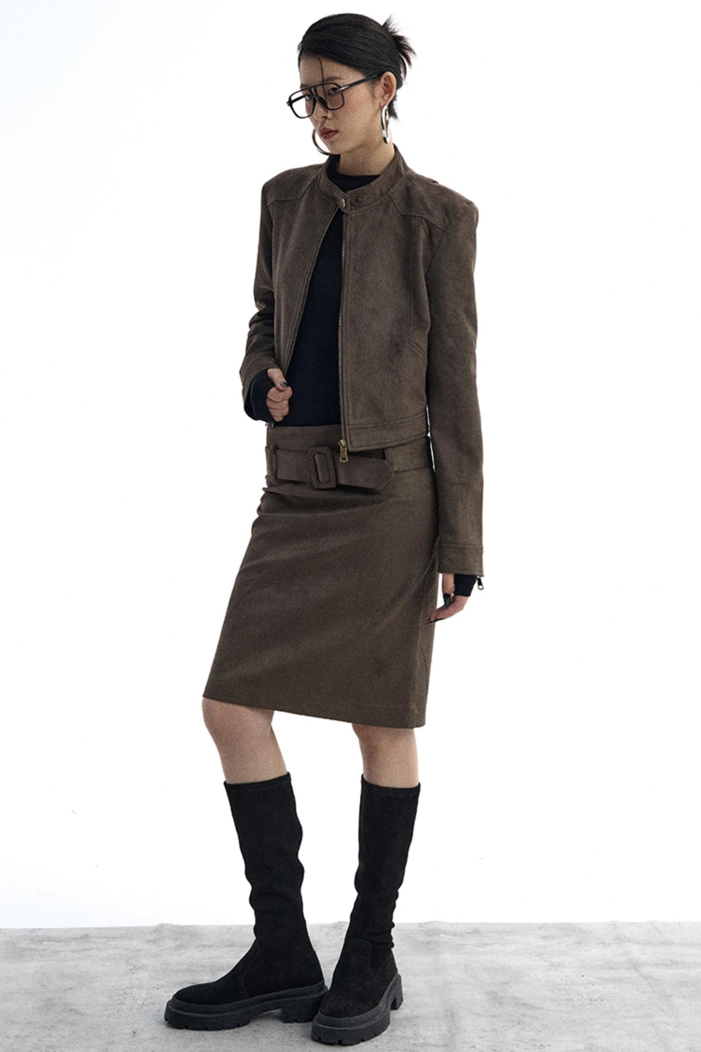 Detachable Belt Suede Skirt