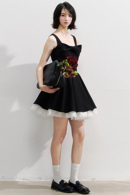Black Bow Puffy Dress