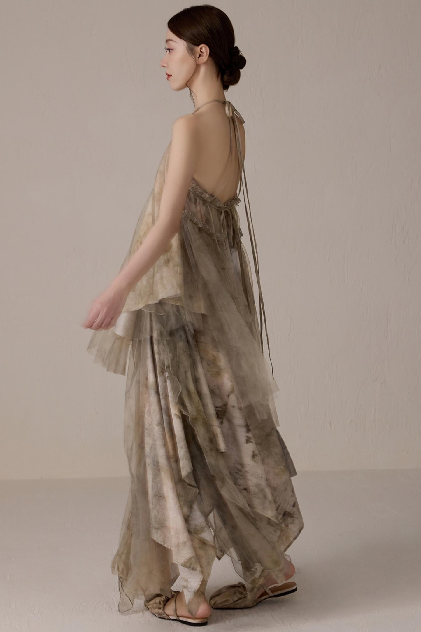 Floral Mesh Tie Neck Camisole