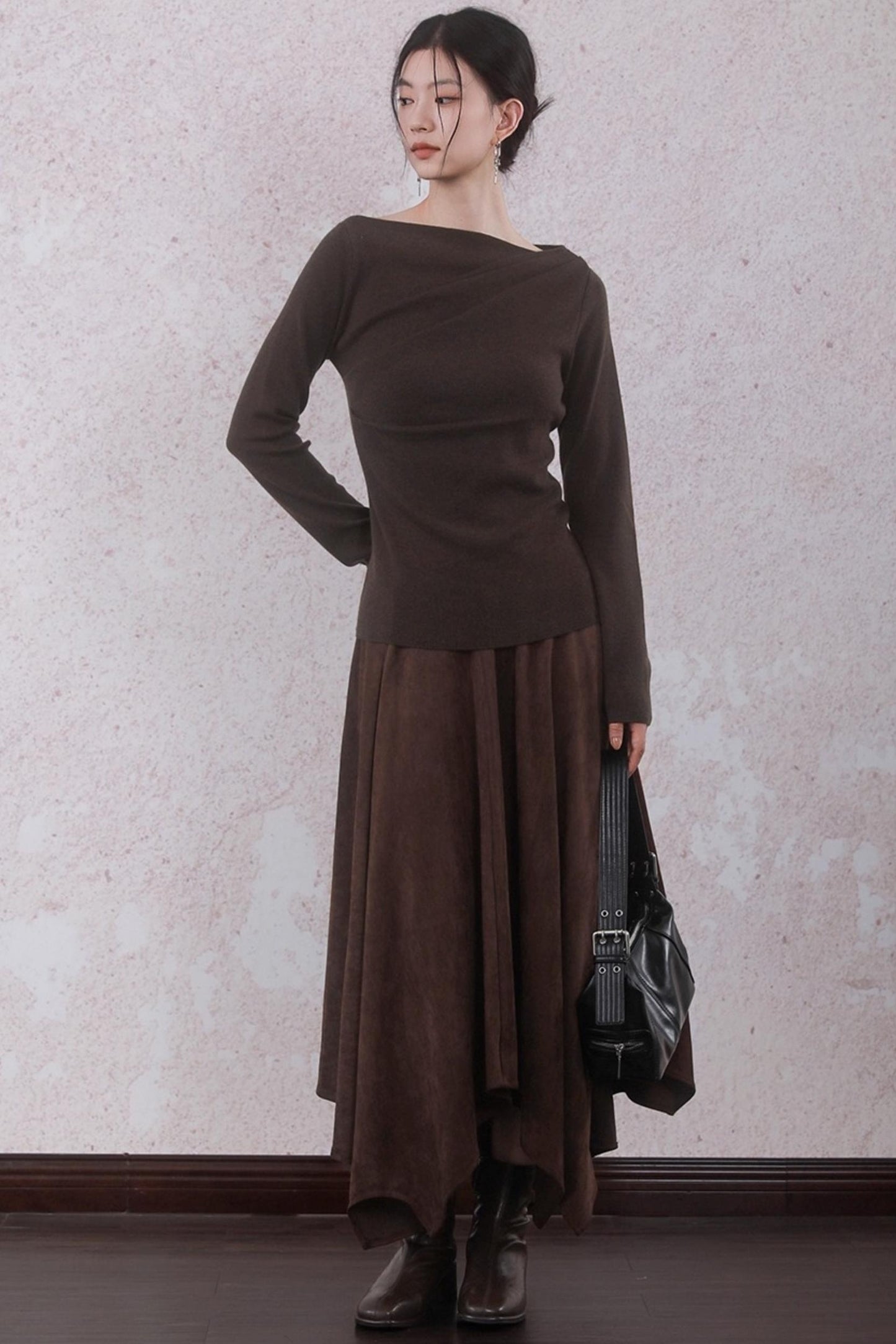 Tea Brown Pleated Sweater
