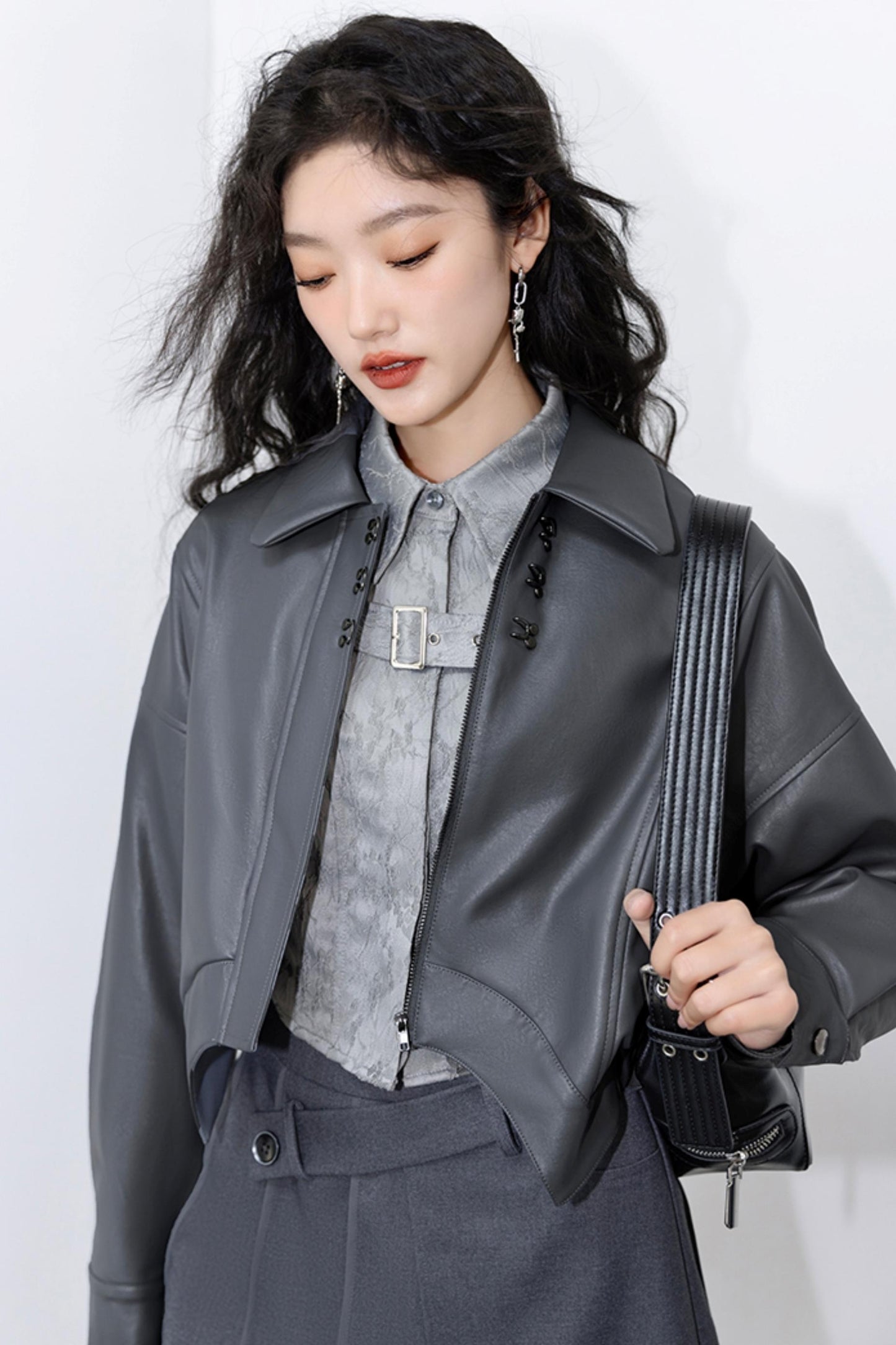 Irregular Gray Biker Jacket