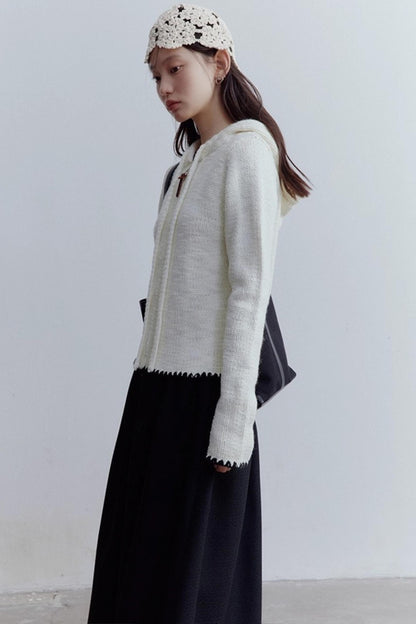 Cream Hooded Sweater Jacket