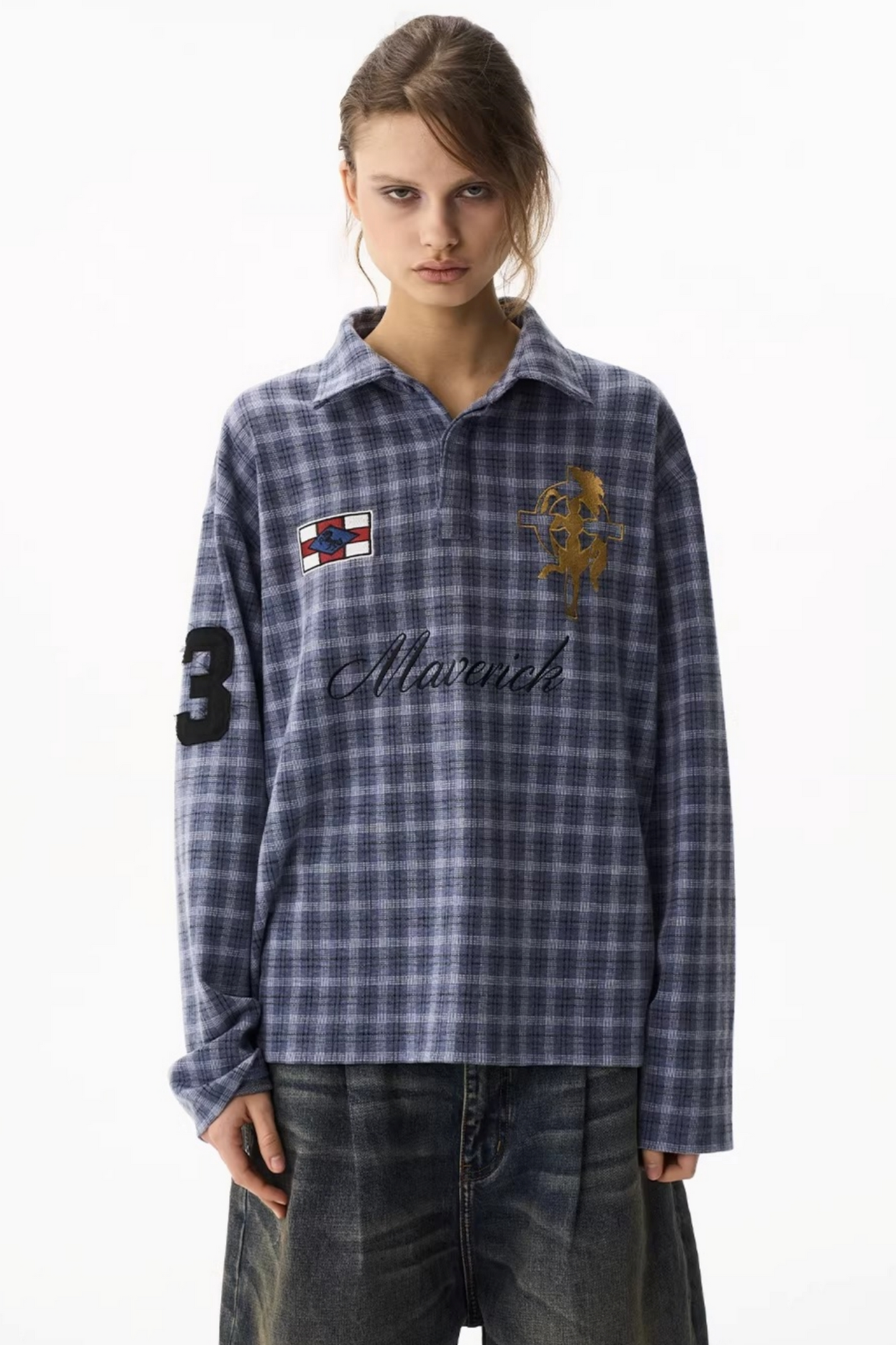 American Retro Plaid Polo Shirt