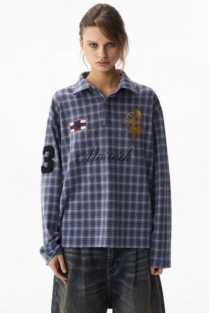 American Retro Plaid Polo Shirt