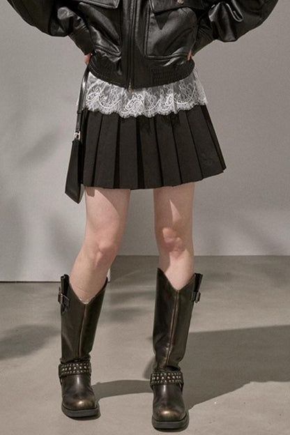 Preppy Silk Pleated Puffy Skirt