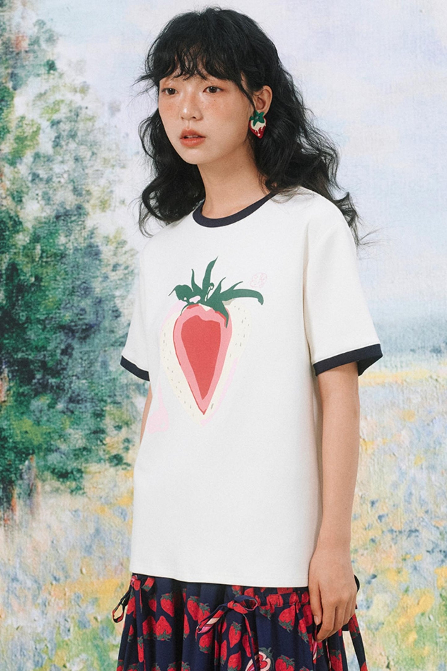 Cream Berry Milk White T-Shirt