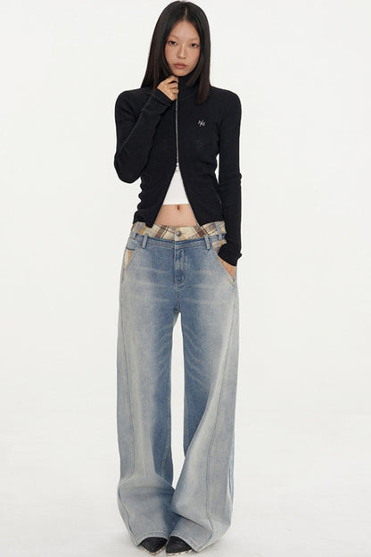 Loose Fit Straight Retro Denim Pants