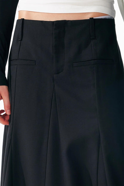 Vintage Black Low Waist A-Line Skirt