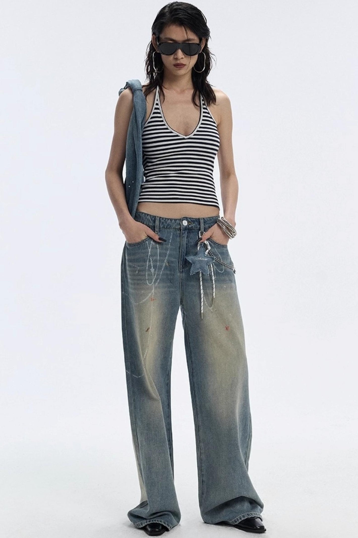 Diamond Starry Denim Shoulder Bag